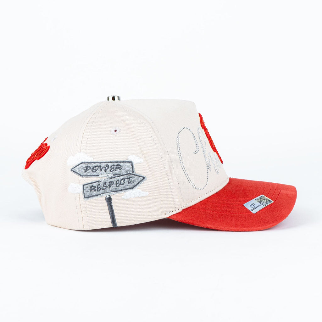 GORRA CAPS FANS SOX BEIGE ROJO
