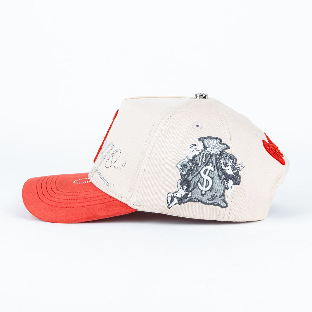 GORRA CAPS FANS SOX BEIGE ROJO