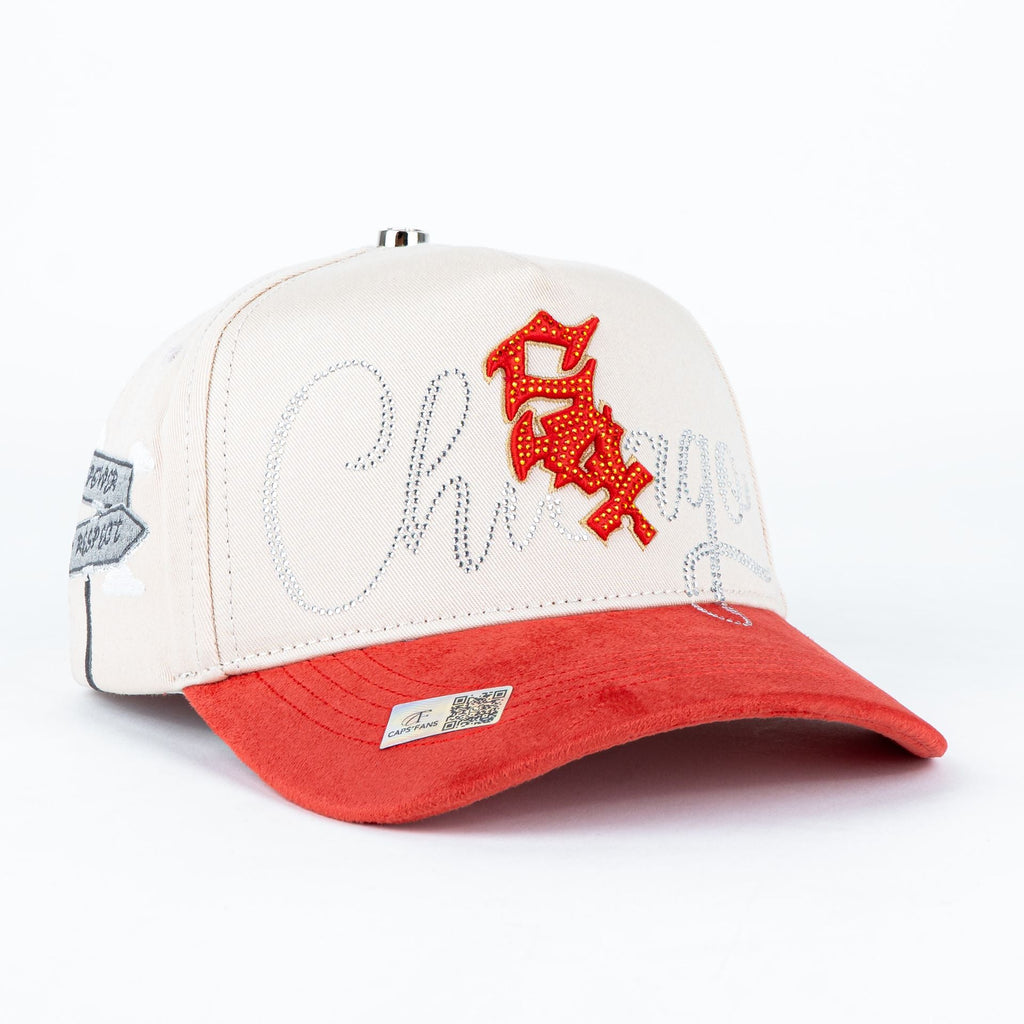 GORRA CAPS FANS SOX BEIGE ROJO